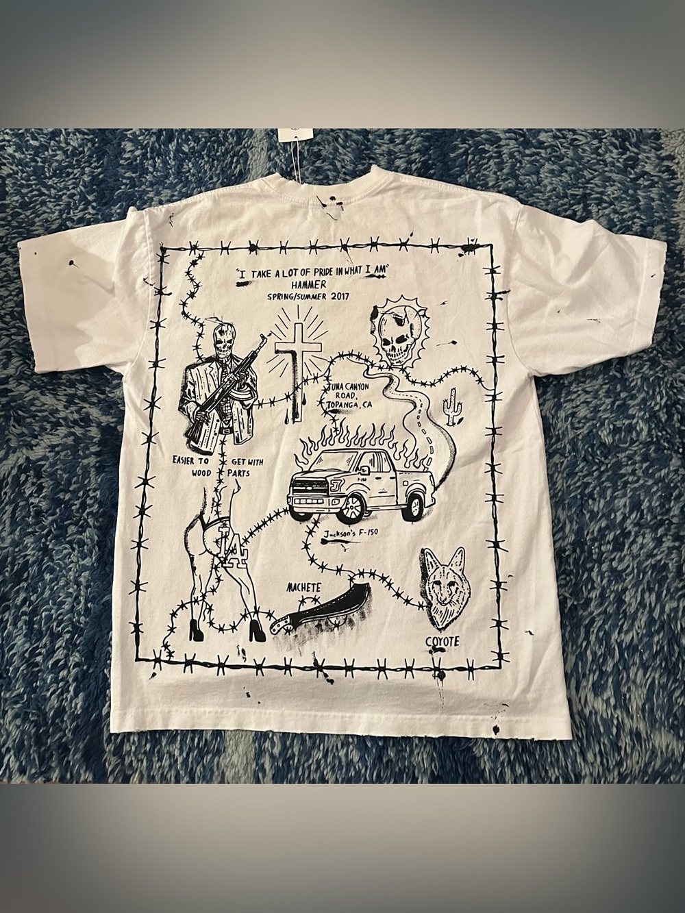 Warren Lotas Hammer Spring/Summer 2017 White Distressed Graphic Tee – Size M.